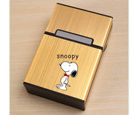 Snoopy Hinged Aluminum Cigarette Case - Smiling