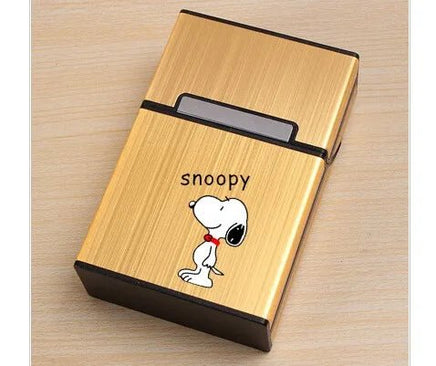Snoopy Hinged Aluminum Cigarette Case - Smiling - snoopn4pnuts.com