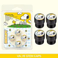 Snoopy Metal Tire Valve Stem Caps Set - Black