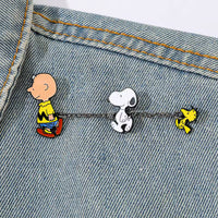 Charlie Brown - Snoopy - Woodstock Triple Enamel Chained Pin Set
