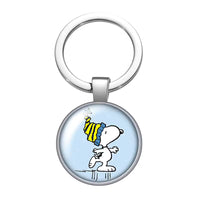 Peanuts Glass Dome Metal Key Chain - Snoopy Skater
