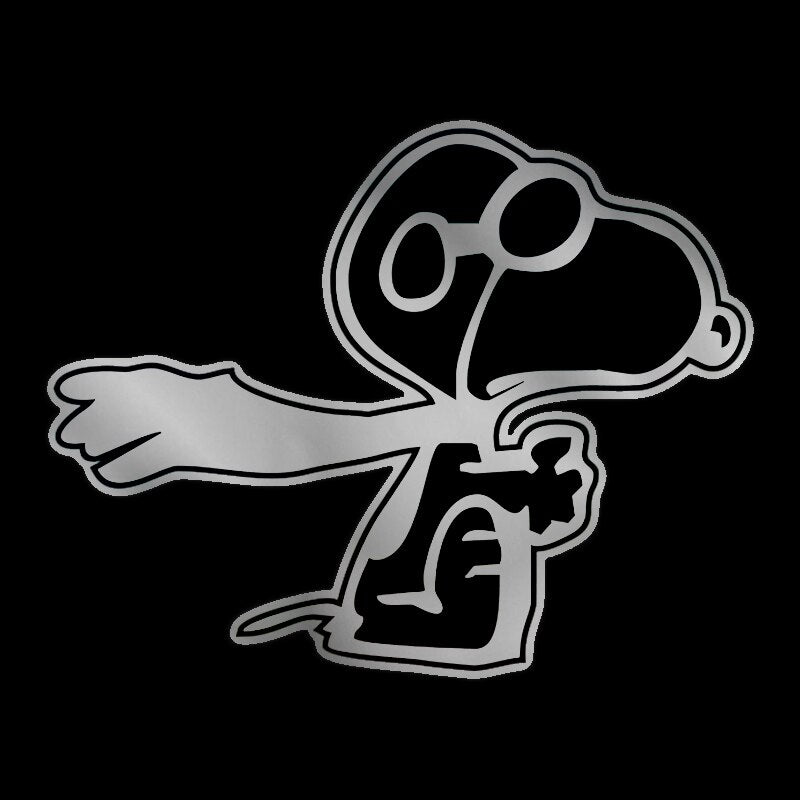 Snoopy Flying Ace LARGE 8" Die-Cut Vinyl Decal - Metallic Silver