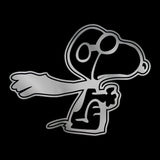 Flying Ace Snoopy Die-Cut Vinyl STICKER - Metallic Silver - 12" Long