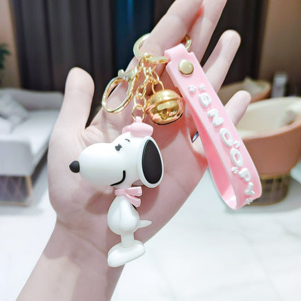 Peanuts PVC Double Ring Key Chain With Embossed Wrist Strap and Bell - Belle - snoopn4pnuts.com