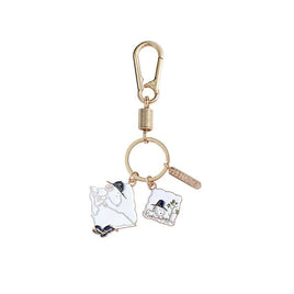 Snoopy 3 - Pendant Metal and Enamel Key Chain With Caribiner Clip - Snoopy Fishing and Gardening - snoopn4pnuts.com