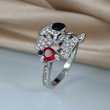 Snoopy Faux-Crystal Ring With Red Heart