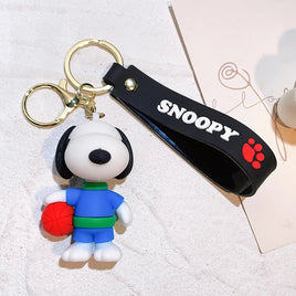 Peanuts PVC Double Ring Key Chain With Embossed Wrist Strap - Snoopy Basketball - snoopn4pnuts.com