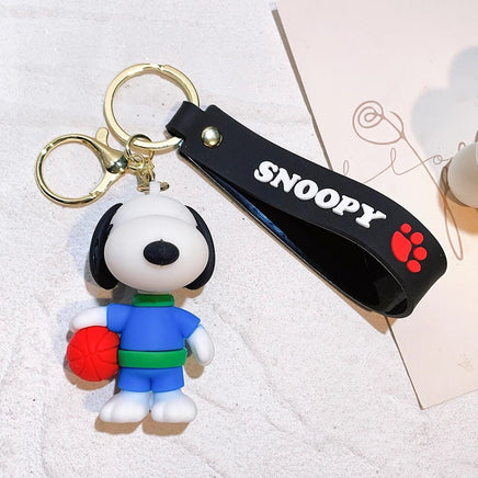 Peanuts PVC Double Ring Key Chain With Embossed Wrist Strap - Snoopy Basketball - snoopn4pnuts.com