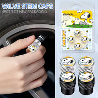 Snoopy Metal Tire Valve Stem Caps Set - Silver
