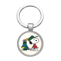 Peanuts Glass Dome Metal Key Chain - Snoopy Golfer