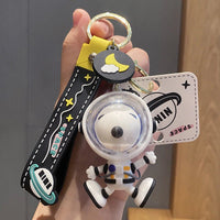 Snoopy Astronaut Double - Ring PVC Key Chain With Embossed Wrist Strap (Real Acrylic Helmet Face Cover!) - snoopn4pnuts.com