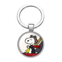 Peanuts Glass Dome Metal Key Chain - Snoopy Flying Ace