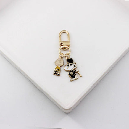 Charlie Brown and Snoopy Double Pendant Swivel Metal Key Chain - snoopn4pnuts.com