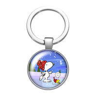 Peanuts Glass Dome Metal Key Chain - Snoopy Skater