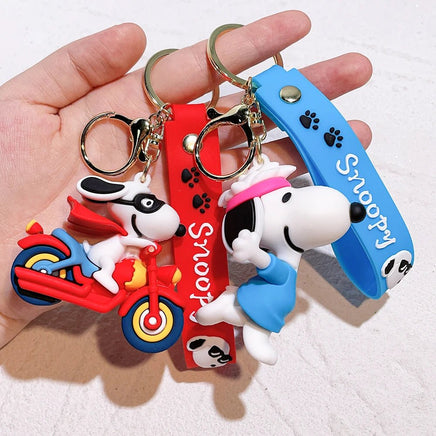 Peanuts PVC Double Ring Key Chain With Embossed Wrist Strap - snoopn4pnuts.com