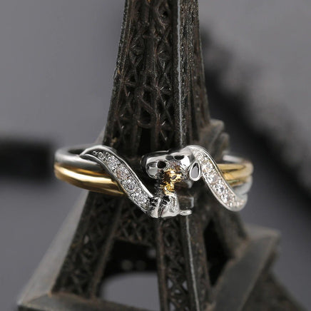 Snoopy Faux - Crystal Ring With Red Heart - snoopn4pnuts.com