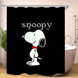 Snoopy Black Shower Curtain With Free Hanger Hooks - snoopn4pnuts.com