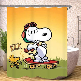 Flying Ace Skateboarder Shower Curtain With Free Hanger Hooks - snoopn4pnuts.com
