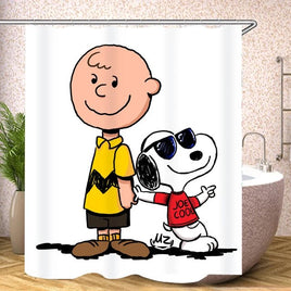 Charlie Brown and Joe Cool Shower Curtain With Free Hanger Hooks - snoopn4pnuts.com