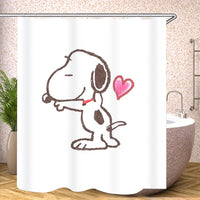Snoopy's Heart Shower Curtain With Free Hanger Hooks