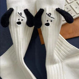 Snoopy Crew-Length Socks With Ears and Embroidered Face - Cute!