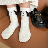 Snoopy Crew-Length Socks With Ears and Embroidered Face - Cute!