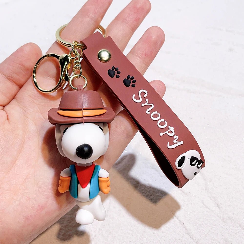 Peanuts PVC Double Ring Key Chain With Embossed Wrist Strap - Snoopy C ...