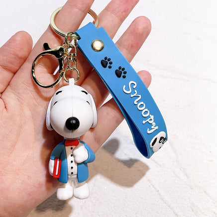Peanuts PVC Double Ring Key Chain With Embossed Wrist Strap - Snoopy Scholar - snoopn4pnuts.com