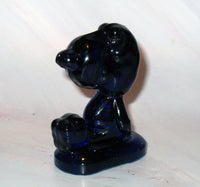 Snoopy-Style Blue Glass Figurine / Paperweight