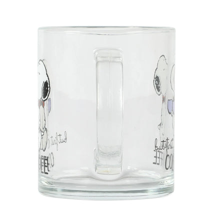 Snoopy Clear Glass Mug - But First Coffee - snoopn4pnuts.com
