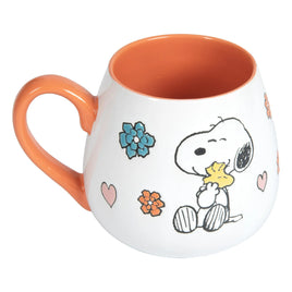 Snoopy Large 20 Oz. Stoneware Mug With Embossed Graphics - snoopn4pnuts.com