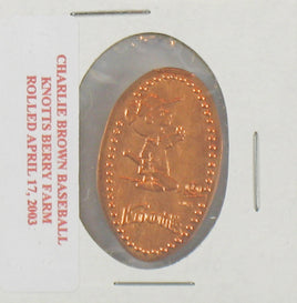 Knotts Charlie Brown Baseball Rolled Penny (Sealed On Card) - snoopn4pnuts.com