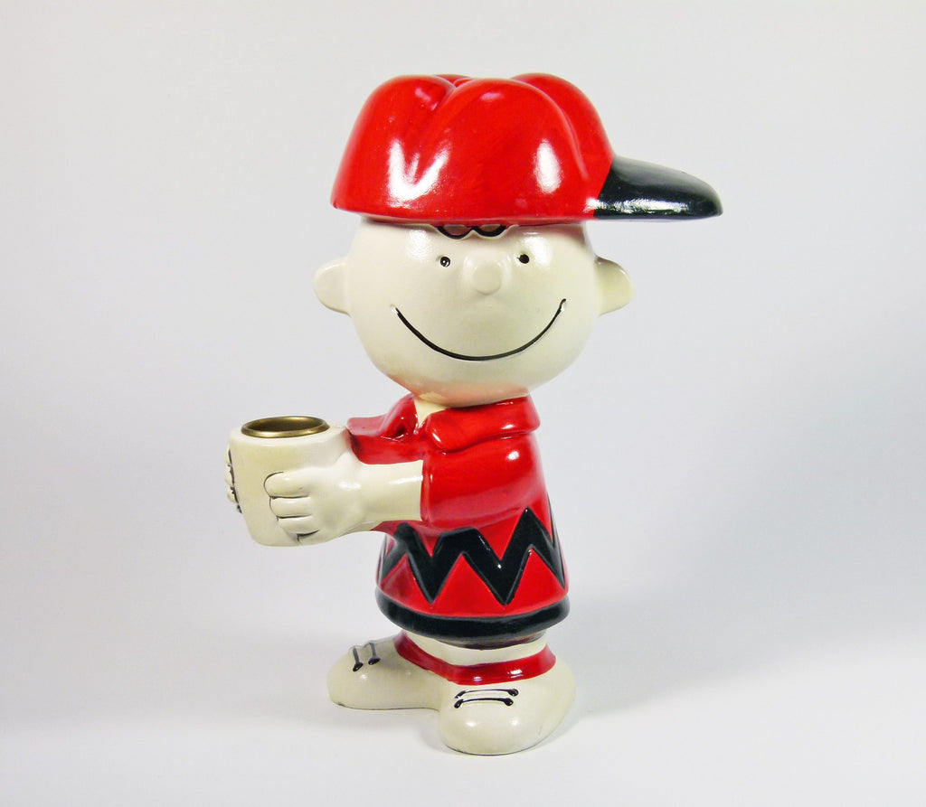 Peanuts Vintage Paper Mache Candle Holder - Charlie Brown (Small Chip On Brim Of Hat/Repainted and Not Seen Front Front View)
