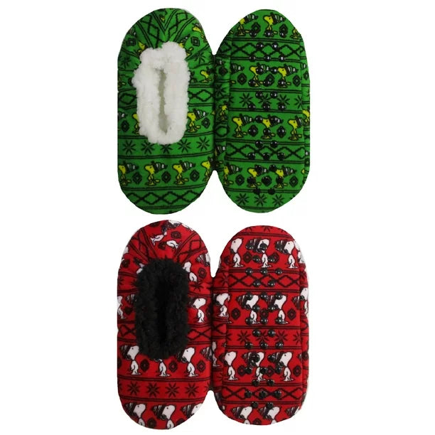 Snoopy and Woodstock Plush Fuzzy Babba Holiday Slippers