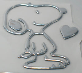Snoopy Thick Faux - Chrome Self - Adhesive Car, Laptop, Luggage Vinyl 2 - Piece Emblem Set - snoopn4pnuts.com