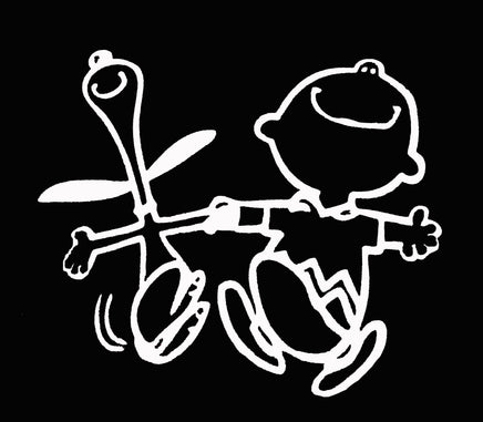 Happy Snoopy and Charlie Brown Die - Cut Vinyl Decal - White - snoopn4pnuts.com