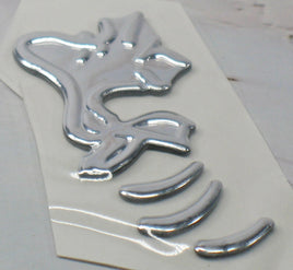 Woodstock Thick Faux - Chrome Self - Adhesive Car, Laptop, Luggage Vinyl 4 - Piece Emblem Set - snoopn4pnuts.com