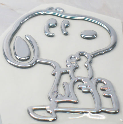 Snoopy Thick Faux - Chrome Self - Adhesive Car, Laptop, Luggage Vinyl Emblem (5 Designs To Choose From) - snoopn4pnuts.com