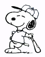 Snoopy Baseball Die-Cut Vinyl Decal - Black