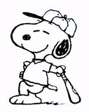 Snoopy Baseball Die-Cut Vinyl Decal - Black