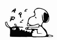 Snoopy Literary Ace Typing Die-Cut Vinyl Decal - Black