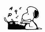 Snoopy Literary Ace Typing Die-Cut Vinyl Decal - Black