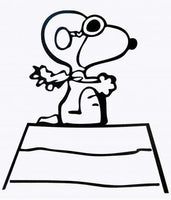 Flying Ace Snoopy Die-Cut Vinyl Decal (Solid Fill-Solid White)