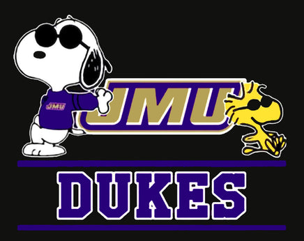 Snoopy College Football Indoor/Outdoor Waterproof Vinyl Decal - Jmu Dukes