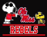 Snoopy College Football Indoor/Outdoor Waterproof Vinyl Decal - Ole Miss Rebels