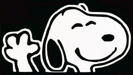 Snoopy Waving Die - Cut Vinyl Decal - White (Large) - snoopn4pnuts.com