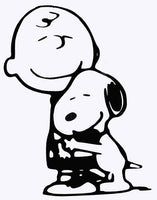 Charlie Brown and Snoopy Hug Die-Cut Vinyl Decal - Black