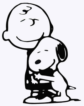 Charlie Brown and Snoopy Hug Die - Cut Vinyl Decal - Black - snoopn4pnuts.com