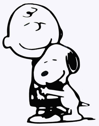 Charlie Brown and Snoopy Hug Die - Cut Vinyl Decal - Black - snoopn4pnuts.com
