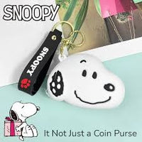 Grinning Snoopy Soft Vinyl Change Purse With Key Ring